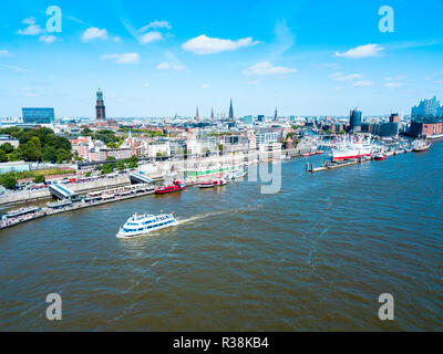 Hamburg city centre aerial panoramic view in Germany Stock Photo