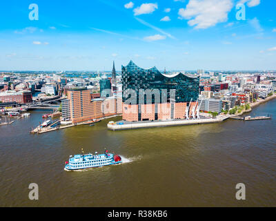 Hamburg city centre aerial panoramic view in Germany Stock Photo