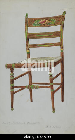 Hitchcock Side Chair. Dated: 1935/1942. Dimensions: overall: 32.7 x 19 cm (12 7/8 x 7 1/2 in.). Medium: watercolor, colored pencil, and graphite on paper. Museum: National Gallery of Art, Washington DC. Author: David S. De Vault. Stock Photo