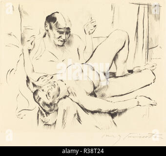 Prophecy (Weissagung). Dated: 1914. Dimensions: plate: 19.7 x 24.6 cm (7 3/4 x 9 11/16 in.)  sheet: 29 x 39.7 cm (11 7/16 x 15 5/8 in.). Medium: drypoint in black on laid paper. Museum: National Gallery of Art, Washington DC. Author: Lovis Corinth. Stock Photo