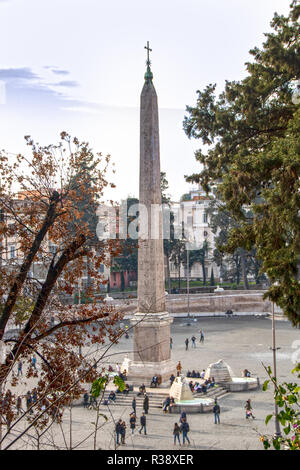 AT ROME - ITALY - ON 01/05/2018 - View  Piazza del Popolo from  the hill and terrace of Pincio, at Rome, Italy Stock Photo