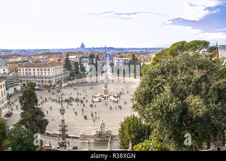AT ROME - ITALY - ON 01/05/2018 - View  Piazza del Popolo from  the hill and terrace of Pincio, at Rome, Italy Stock Photo
