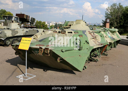 KIEV, UKRAINE - JULY 13, 2018: Damaged military vehicle in Kiev Stock Photo