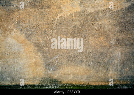 Concrete yellow and gray blank frame background of natural cement or stone texture on a wall or floor. Yellow painted aged damaged wall texture or bac Stock Photo
