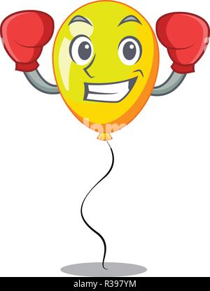 Boxing yellow balloon cartoon in shape illustration Stock Vector