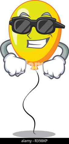 Super cool yellow balloon air in flying cartoon Stock Vector