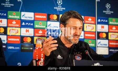 Manager Niko Kovac of Bayern Munich seen speaking to the Greek media before the Uefa Champions league between AEK and Bayern Munich. Stock Photo