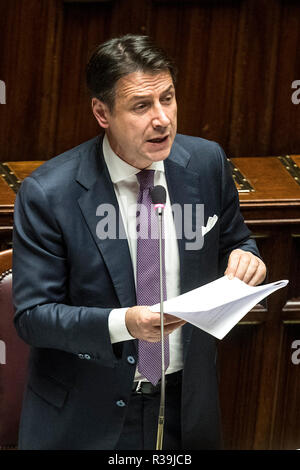 Rome, Italy. 22nd Nov 2018.  Giuseppe Conte Photo Roberto Monaldo / LaPresse 22-11-2018 Rome (Italy) Chamber of Deputies - Statement of the Prime Minister Giuseppe Conte on Budget law In the photo Giuseppe Conte Credit: LaPresse/Alamy Live News Stock Photo