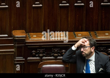 Rome, Italy. 22nd Nov 2018.  Alfonso Bonafede Photo Roberto Monaldo / LaPresse 22-11-2018 Rome (Italy) Chamber of Deputies - Statement of the Prime Minister Giuseppe Conte on Budget law In the photo Alfonso Bonafede Credit: LaPresse/Alamy Live News Stock Photo