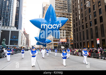 The Macy's balloons are seen during the Thanksgiving Day Parade in New York City. Stock Photo