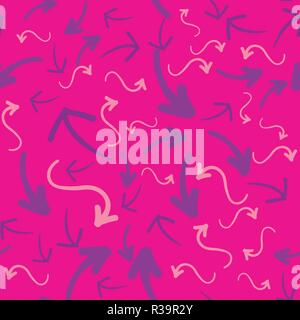 Violet Arrows On Pink Seamless Pattern. Wrapping Paper Stock Vector