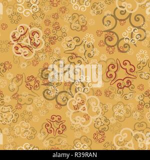 Seamless Pattern Of Ornate Oriental Items Spreaded About Pattern Randomly Stock Vector