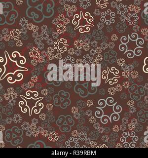 Seamless mandala pattern for printing on textile or paper. Hand drawn elements spread obout background. Henna Color. Stock Vector