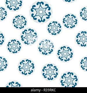 Seamless patterns on white background made of symmetrical snowflakes. Vintage decorative elements Hand drawn and spreaded about chaoticly. Islamic, Arabic, Indian, Ottoman, Persian motifs. Stock Vector