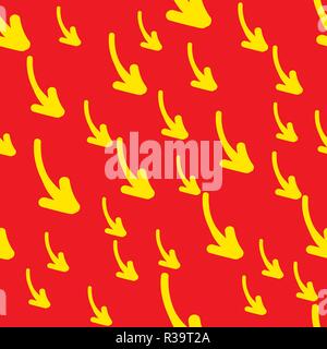 Seamless hand drawn geometric pattern with yellow arrows. Vector trendy design. Seamless background with arrows. Stock Vector