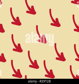 Seamless background with red arrows. Endless pattern of arrows. Hand painting Stock Vector