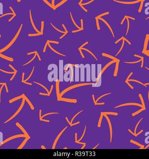 Seamless abstract pattern with stylized chaotic arrows. Vector illustration. Seamless background with arrows. Stock Vector