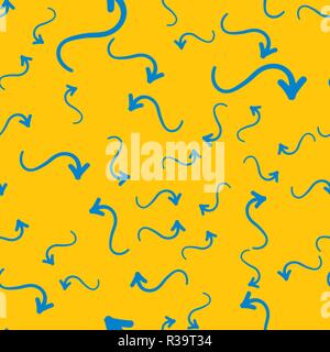 Vector modern seamless pattern Blue Arrows on Orange. Textile print, texture, trendy fashion design in vector Stock Vector