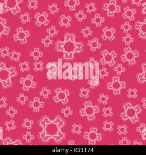 Seamless patterns on pink background. Vintage decorative elements Hand drawn and spreaded about chaoticly. Islamic, Arabic, Indian, Ottoman motifs. Stock Vector