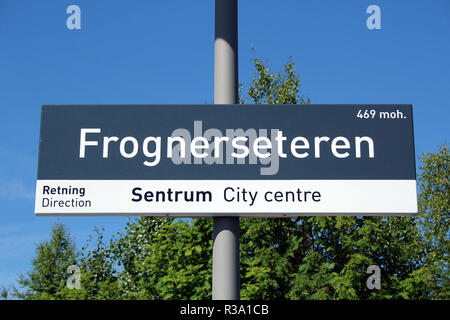 station sign frognerseteren in oslo,norway Stock Photo