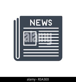 Newspaper Glyph Vector Icon Stock Vector