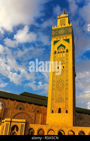 mosque hasan ii on the beach of casablanca in the evening light Stock Photo