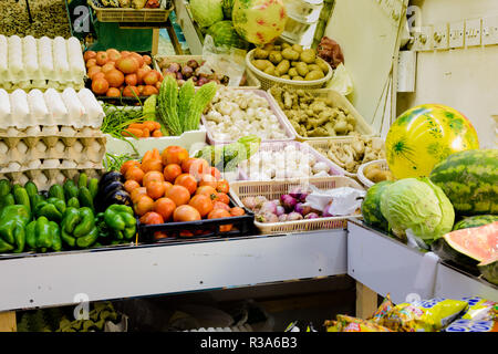 Soft drink famous brands on supermarket shelf / Bahrain Cold store ...