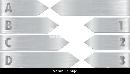 Metal labels with numbers and letters Stock Vector