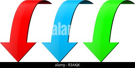 Colored DOWN arrows Stock Vector