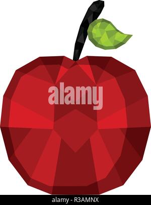 Geometric red apple. Low Poly Stock Vector