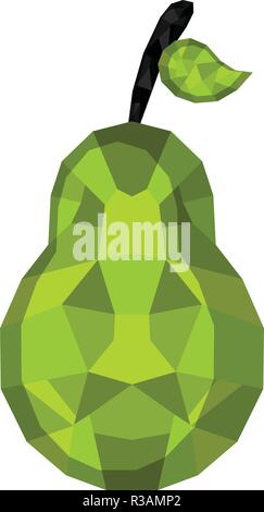 Isolated geometric pear. Low Poly Stock Vector