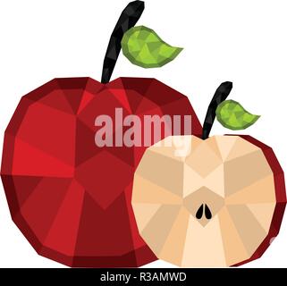 Isolated geometric apple cut. Low Poly Stock Vector