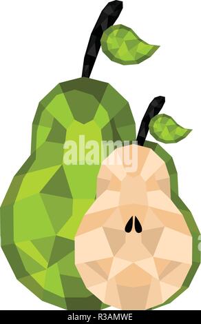 Isolated geometric pear cut. Low Poly Stock Vector