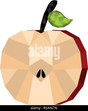 Isolated geometric apple cut. Low Poly Stock Vector