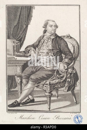 Marchese Cesare Beccaria. Dated: 1815-1818. Dimensions: sheet: 23 × 16.6 cm (9 1/16 × 6 9/16 in.)  plate: 19.8 × 14 cm (7 13/16 × 5 1/2 in.). Medium: etching and stipple engraving. Museum: National Gallery of Art, Washington DC. Author: Giovanni Antonio Sasso, after G. B. Bosio. Stock Photo