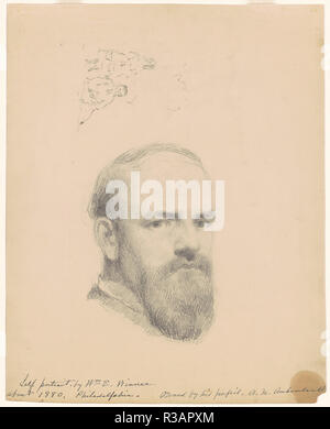 Self-Portrait [recto]. Dated: c. 1880. Dimensions: image (irregular): 24.13 × 10.8 cm (9 1/2 × 4 1/4 in.)  sheet: 33.02 × 26.35 cm (13 × 10 3/8 in.). Medium: graphite on wove paper. Museum: National Gallery of Art, Washington DC. Author: William E. Winner. Stock Photo