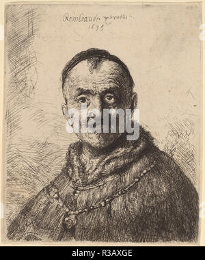 The First Oriental Head. Dated: 1635. Medium: etching, with some drypoint. Museum: National Gallery of Art, Washington DC. Author: Rembrandt van Rijn and Studio of Rembrandt van Rijn after Jan Lievens. Stock Photo