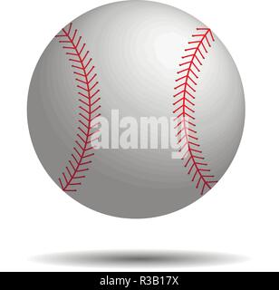 Vector 3d baseball ball with red stitches in vector. Stock Vector
