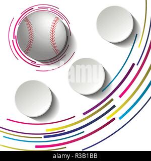 Baseball game infographic image with three blank paper plates and 3d ball. Stock Vector