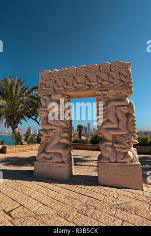 Tel Aviv-Yafo, Israel, October 2017. Statue of Faith or Gate of Faith in Abrasha Park in the old city of Yafo. Stock Photo