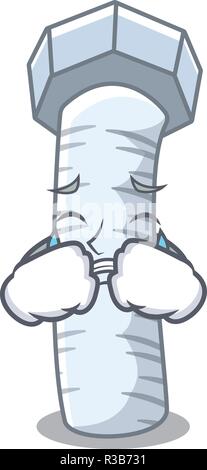 Crying bolts cartoon on bike that isolated Stock Vector