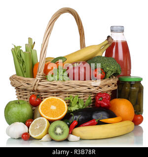 vegetarian fruits,vegetables,fruits,food purchases in the basket Stock Photo