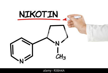 chemical structure of nicotine Stock Photo