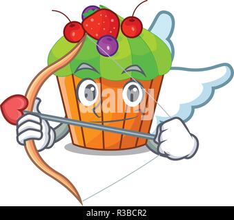 Sweet chocolate cheesecake Cupid cartoon design with arrow and wings ...