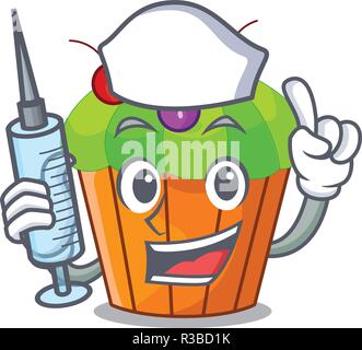 Nurse ice cream sundae cupcakes on character Stock Vector