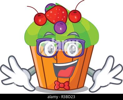 Geek ice cream sundae cupcakes on character Stock Vector