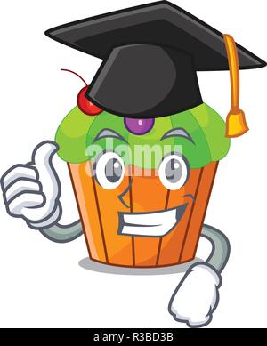 Graduation ice cream sundae cupcakes on character Stock Vector