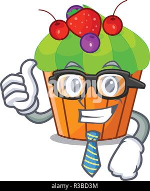 Businessman ice cream sundae cupcakes on character Stock Vector