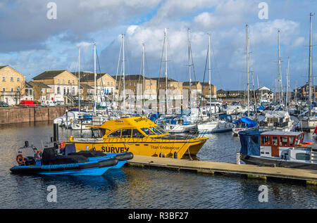 Yachts and Moorings at Cardiff Bay South Wales Stock Photo