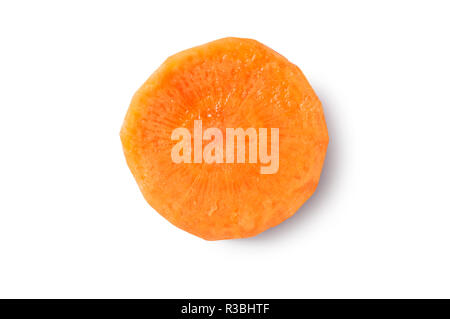 Studio shot of a cut carrot isolated on white - John Gollop Stock Photo